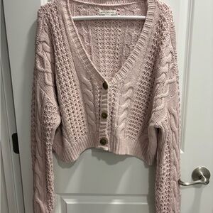 Aeropostale Light Pink Cable Knit Cardigan